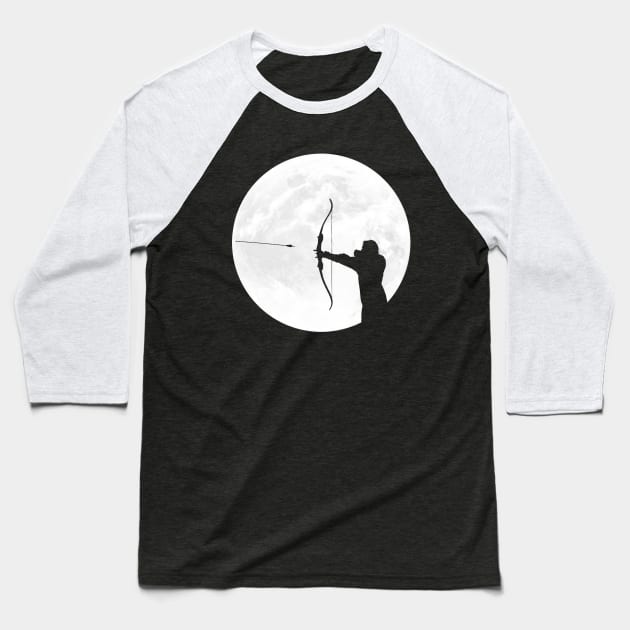 Archer Silhouette in Full Moon Baseball T-Shirt by ChapDemo